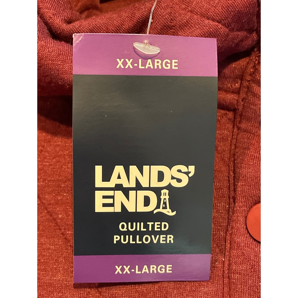 Lands' End Quilted Pullover Hoodie Women's XXL Burgundy Snap Neck Top FlawNew‎ - Picture 10 of 11